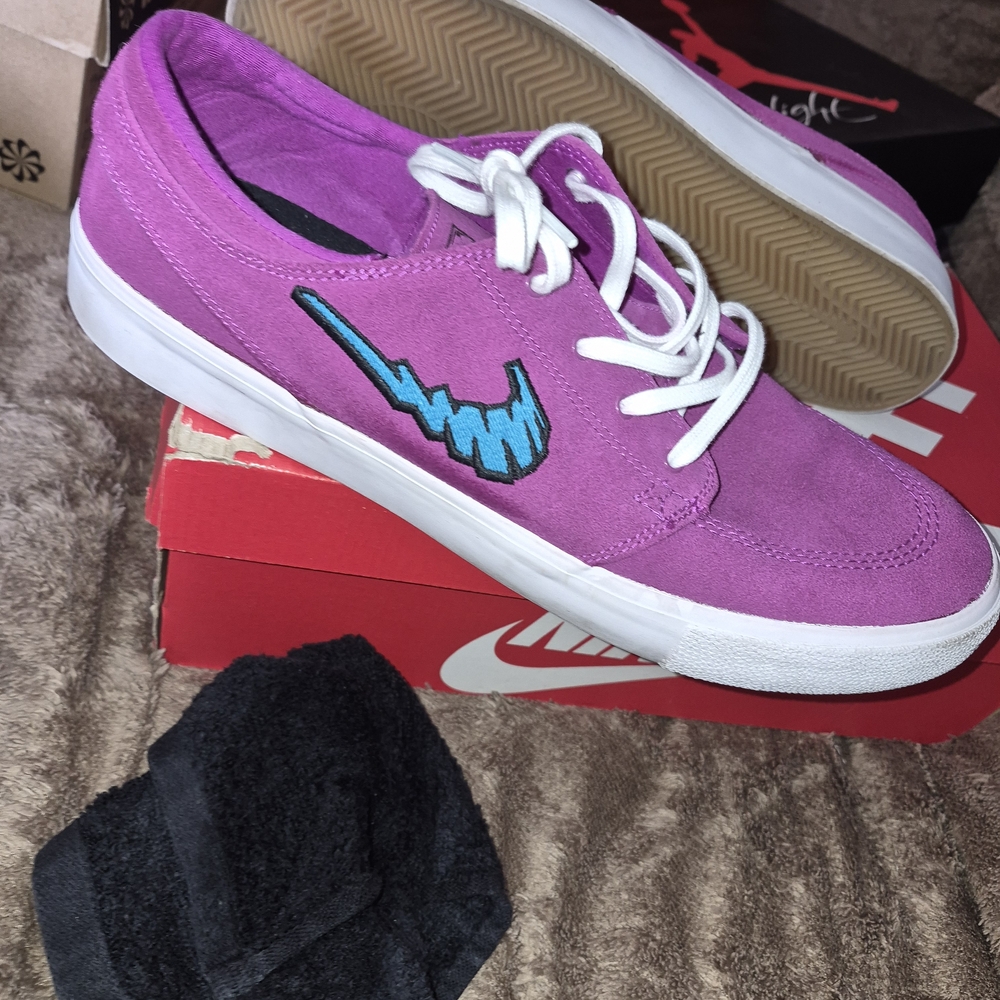 Nike Women's Purple Suede Sneakers with Teal Swoosh